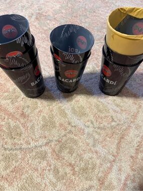 Bacardi Black Logo Light Up Plastic Cups - Set of 8